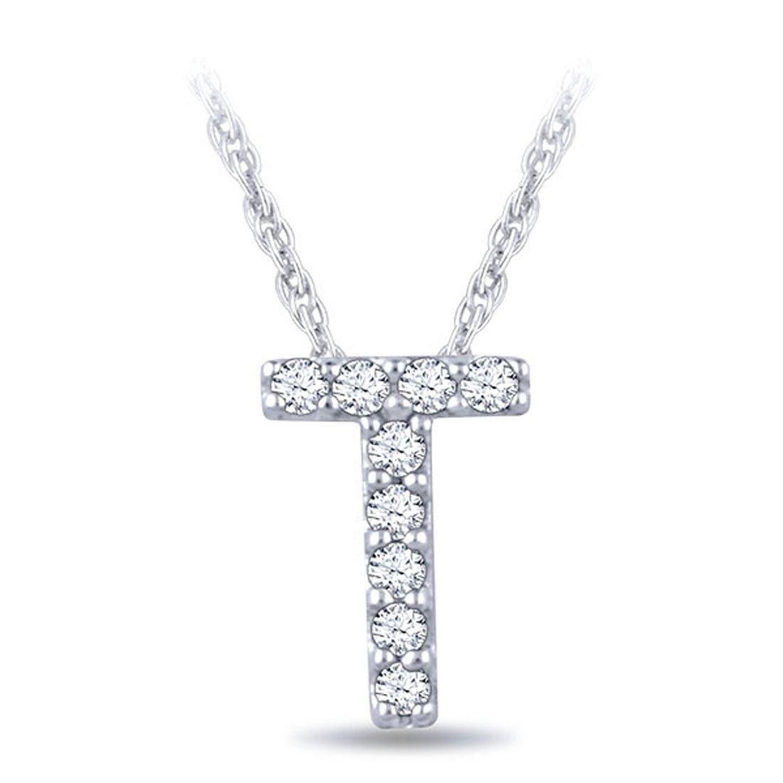 EternalDia Diamond Initial Monogram Pendant Necklace (0.05 cttw) 18" - EternalDia