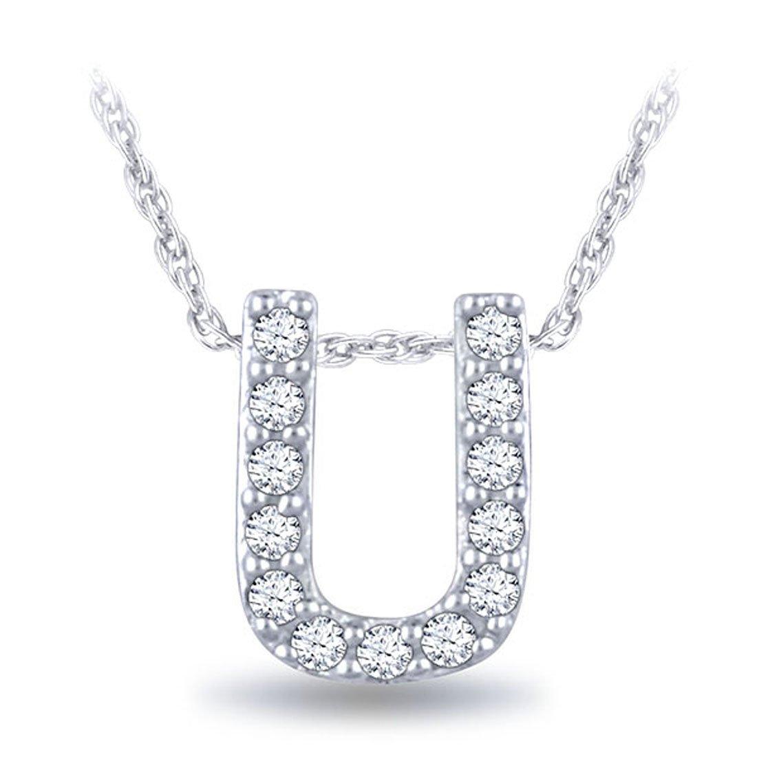 EternalDia Diamond Initial Monogram Pendant Necklace (0.05 cttw) 18" - EternalDia