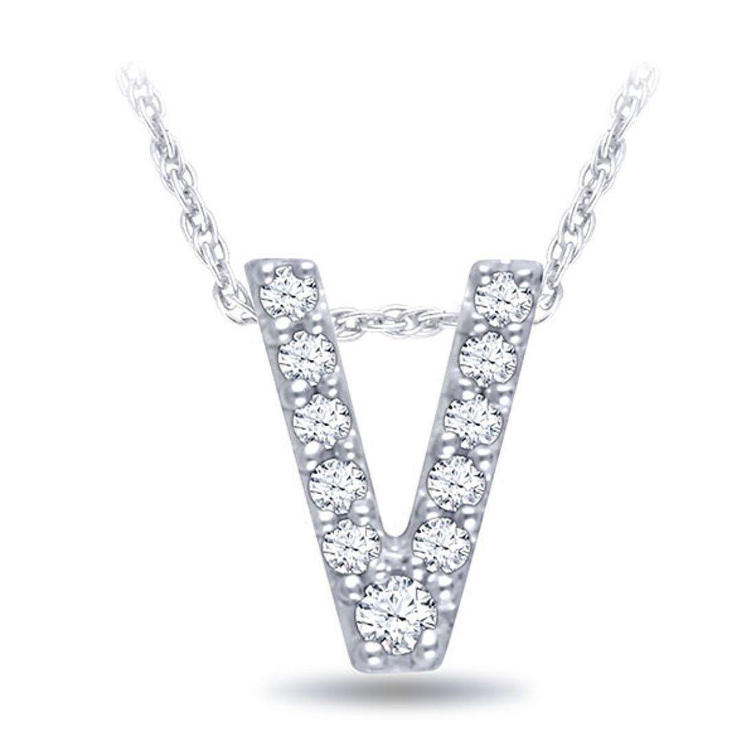 EternalDia Diamond Initial Monogram Pendant Necklace (0.05 cttw) 18" - EternalDia