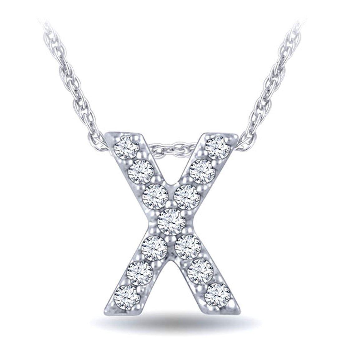 EternalDia Diamond Initial Monogram Pendant Necklace (0.05 cttw) 18" - EternalDia