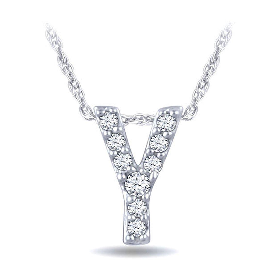 EternalDia Diamond Initial Monogram Pendant Necklace (0.05 cttw) 18" - EternalDia