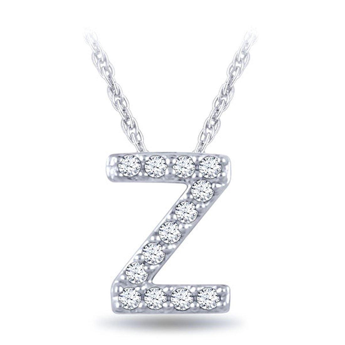 EternalDia Diamond Initial Monogram Pendant Necklace (0.05 cttw) 18" - EternalDia