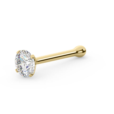 EternalDia IGI Certified Real Diamond Nose Stud With Ball Barbell 14K Gold Nose Stud in 20 Gauge / Diamond Nose Ring Bone For Women/ 0.02Ct Diamond Color-I-J, Diamond Clarity- I2-I3