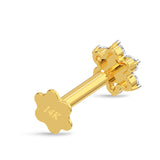 EternalDia Diamond Flower Nose Piercing Pin Screw Ring Stud 4.25mm 14k Yellow Gold 18 &19 Gauge (G-H Color/I1-I2Clarity)