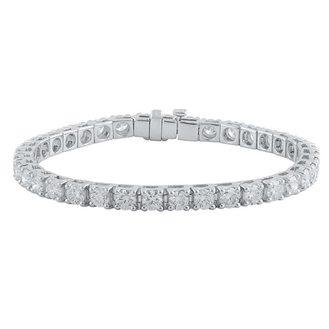 7.50 Carat Round White Diamond Ladies Tennis Bracelet In 14k White Gold