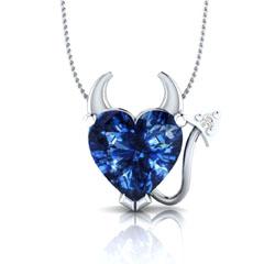 EternalDia Blue Sapphire Devil Heart Pendant Necklace - EternalDia
