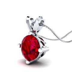 EternalDia 3/4 Ct Red Garnet Solitaire Pendant Necklace Chain - EternalDia