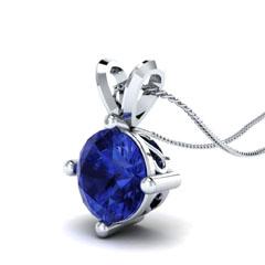 EternalDia 3/4 Ct Blue Sapphire Solitaire Pendant Necklace Chain - EternalDia
