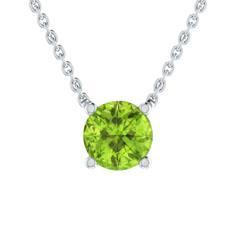 EternalDia 2 Ct Round Cut Green Peridot Solitaire Pendant Necklace - EternalDia