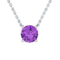 EternalDia 2 Ct Round Cut Amethyst Solitaire Pendant Necklace - EternalDia