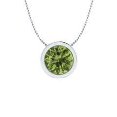 EternalDia 2 Ct Peridot Solitaire Pendant Necklace Bezel Set With 18 Inch Chain - EternalDia