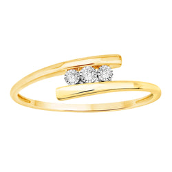 EternalDia Solid 10k Gold White Natural Diamond Accent Three Stone Tension Style Band Ring (0.03 Cttw) - EternalDia