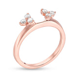 1/4 Cttw Diamond Tri-Sides Solitaire Enhancer Ring In 14K Rose Gold (0.25 Cttw, I-I2) Diamond Guard Ring