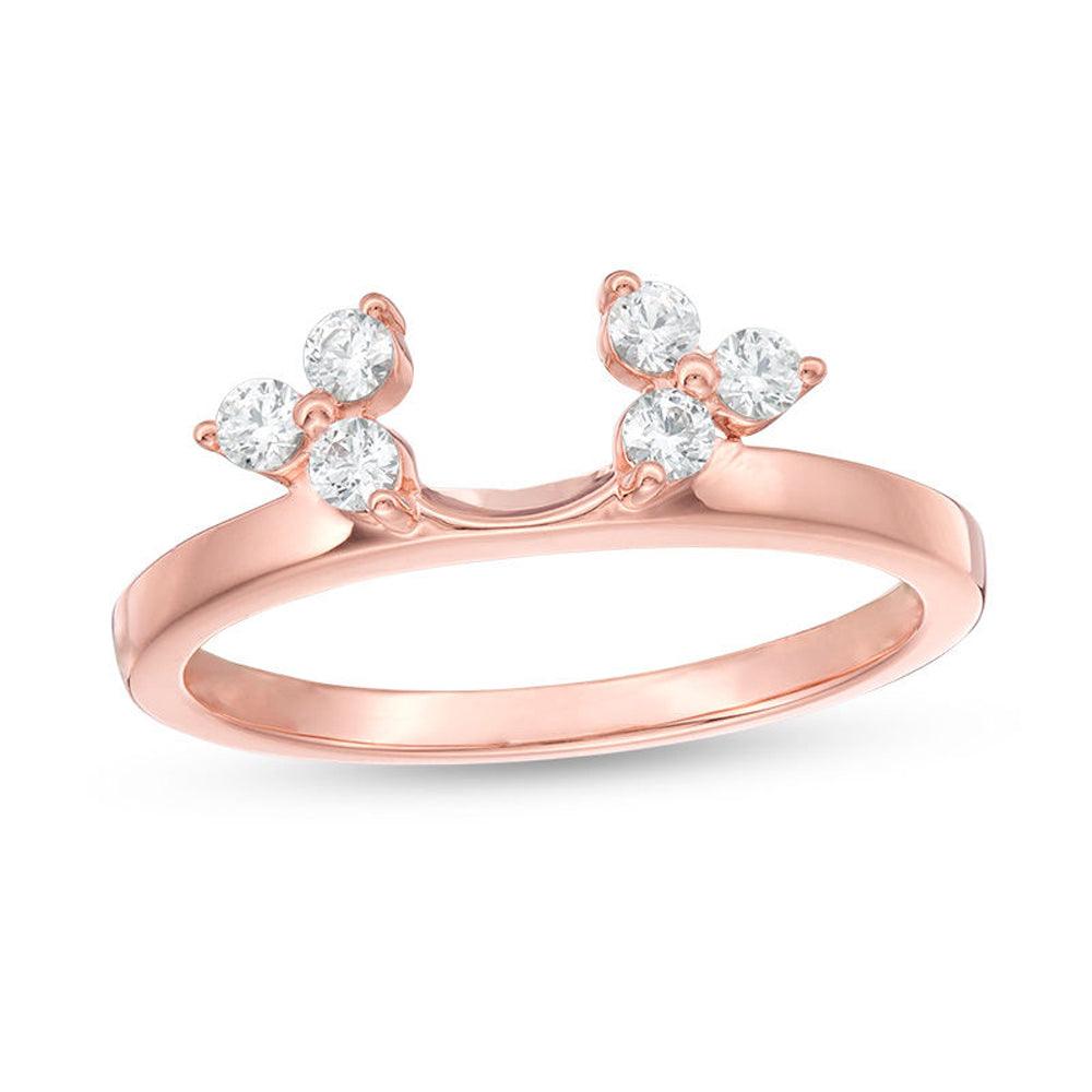 1/4 Cttw Diamond Tri-Sides Solitaire Enhancer Ring In 14K Rose Gold (0.25 Cttw, I-I2) Diamond Guard Ring