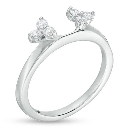 1/4 Cttw Diamond Tri-Sides Solitaire Enhancer Ring In 14K White Gold (0.25 Cttw, I-I2) Diamond Guard Ring