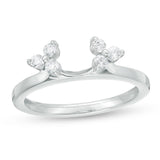 1/4 Cttw Diamond Tri-Sides Solitaire Enhancer Ring In 14K White Gold (0.25 Cttw, I-I2) Diamond Guard Ring