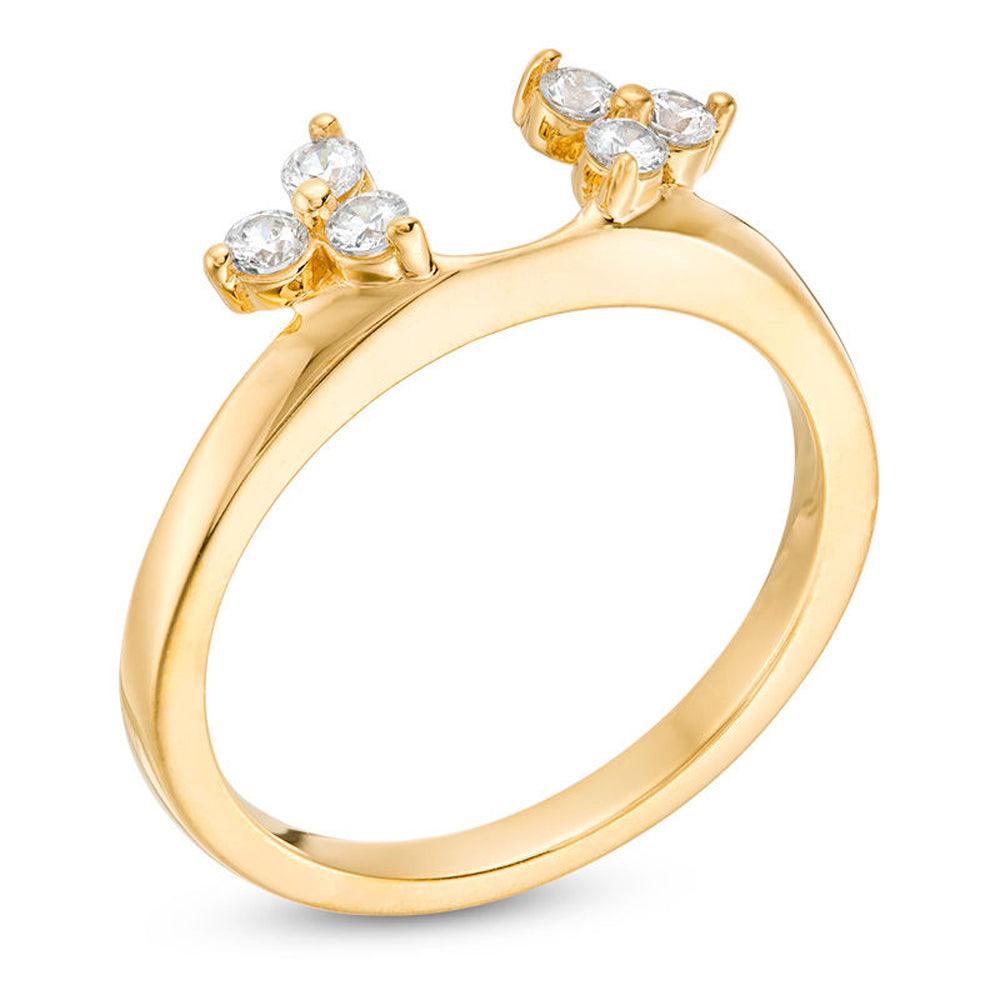 1/4 Cttw Diamond Tri-Sides Solitaire Enhancer Ring In 14K Yellow Gold (0.25 Cttw, I-I2) Diamond Guard Ring