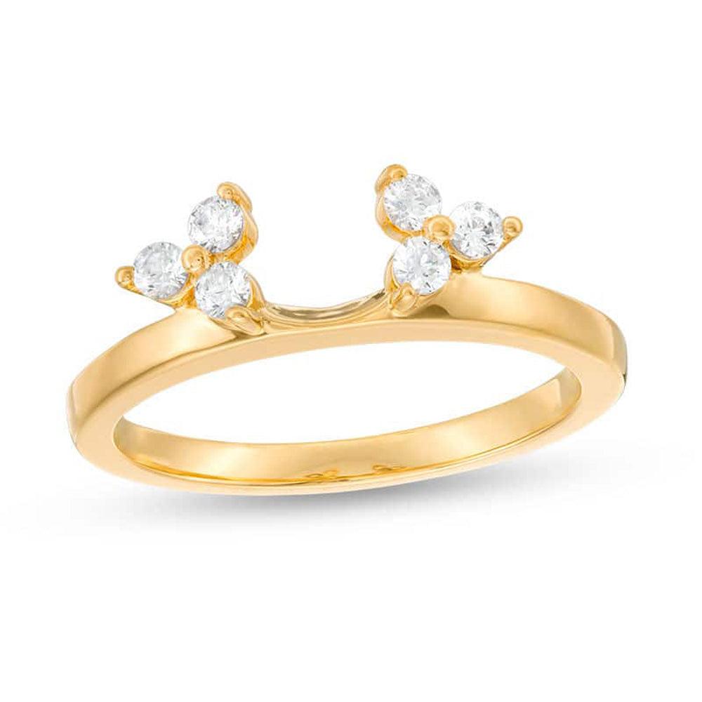 1/4 Cttw Diamond Tri-Sides Solitaire Enhancer Ring In 14K Yellow Gold (0.25 Cttw, I-I2) Diamond Guard Ring