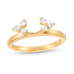 1/4 Cttw Diamond Tri-Sides Solitaire Enhancer Ring In 14K Yellow Gold (0.25 Cttw, I-I2) Diamond Guard Ring