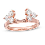 3/4 Cttw Diamond Tri-Sides Solitaire Enhancer Ring In 14K Rose Gold (0.75 Cttw, I-I2) Diamond Guard Ring