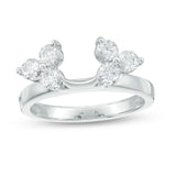 3/4 Cttw Diamond Tri-Sides Solitaire Enhancer Ring In 14K White Gold (0.75 Cttw, I-I2) Diamond Guard Ring