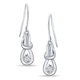 EternalDia Real Diamond Love Knot Earring and Ring Ensemble Set in 925 Sterling Silver. - EternalDia
