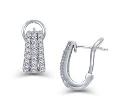 EternalDia 1.00 cttw Diamond Triple Row Earrings in 14K White Gold (IJ/I2-I3) - EternalDia