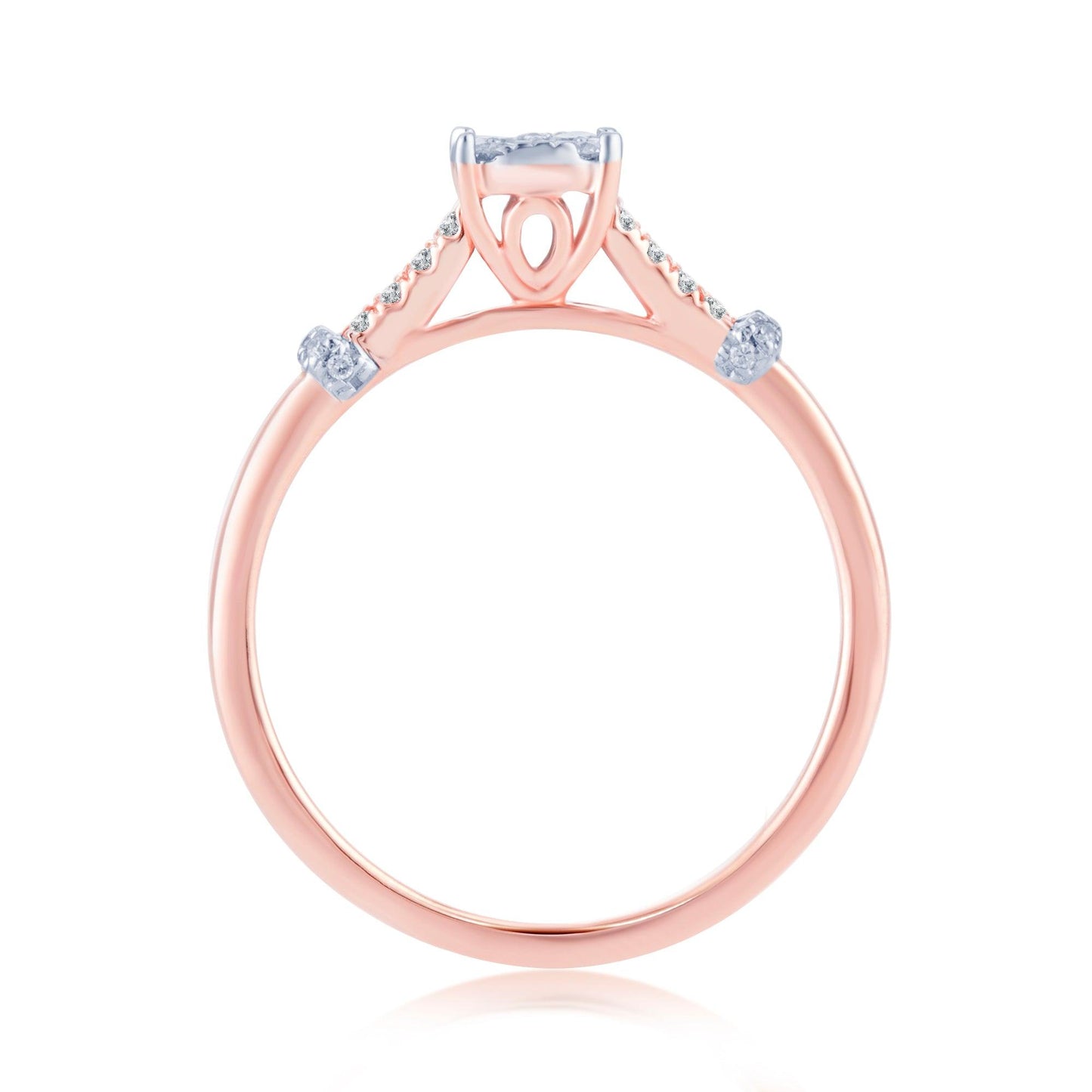 EternalDia 0.21 Cttw Diamond Cluster Promise Ring In 10k Rose Gold With Split Shank - EternalDia