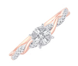 EternalDia 0.20 Cttw Diamond Braided Promise Twisted Swirl Cluster Engagement Ring In 10k Rose Gold - EternalDia