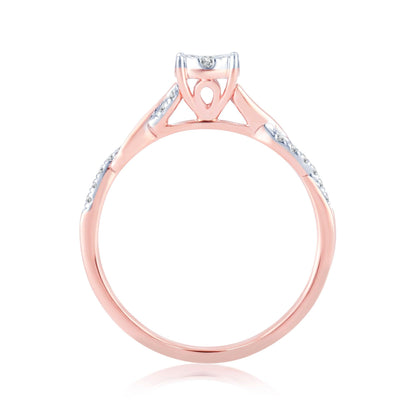 EternalDia 0.20 Cttw Diamond Braided Promise Twisted Swirl Cluster Engagement Ring In 10k Rose Gold - EternalDia