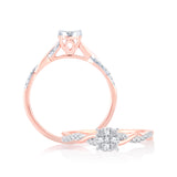 EternalDia 0.20 Cttw Diamond Braided Promise Twisted Swirl Cluster Engagement Ring In 10k Rose Gold - EternalDia