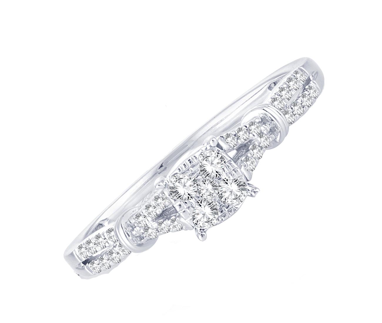 EternalDia 0.2 Cttw Diamond Twisted Engagement Wedding Promise Ring In 10k White Gold - EternalDia