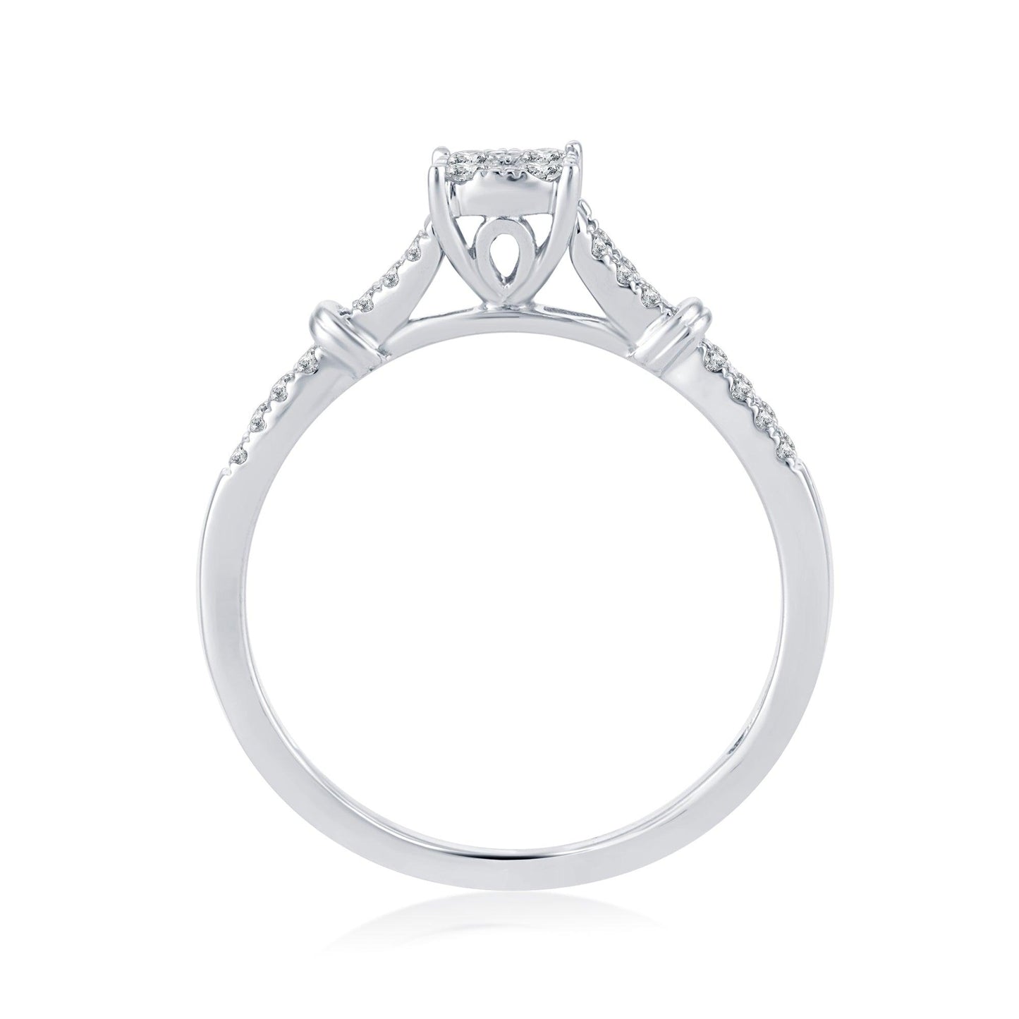 EternalDia 0.2 Cttw Diamond Twisted Engagement Wedding Promise Ring In 10k White Gold - EternalDia