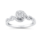 EternalDia 0.25 Cttw Diamond Accented Swirl Style Promise Ring In 10k White Gold - EternalDia