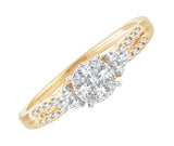 EternalDia 0.25 Cttw Round Diamond Cluster Split Shank Promise Ring In 10k Yellow Gold - EternalDia