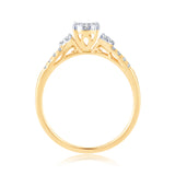 EternalDia 0.25 Cttw Round Diamond Cluster Split Shank Promise Ring In 10k Yellow Gold - EternalDia