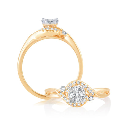 EternalDia 0.25 Cttw Twisted Swirl Promise Engagement Promise Ring In 10k White Gold - EternalDia