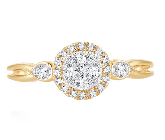 EternalDia 0.25 Cttw Diamond Twisted Style Promise Split Shank Ring In 10k Yellow Gold - EternalDia