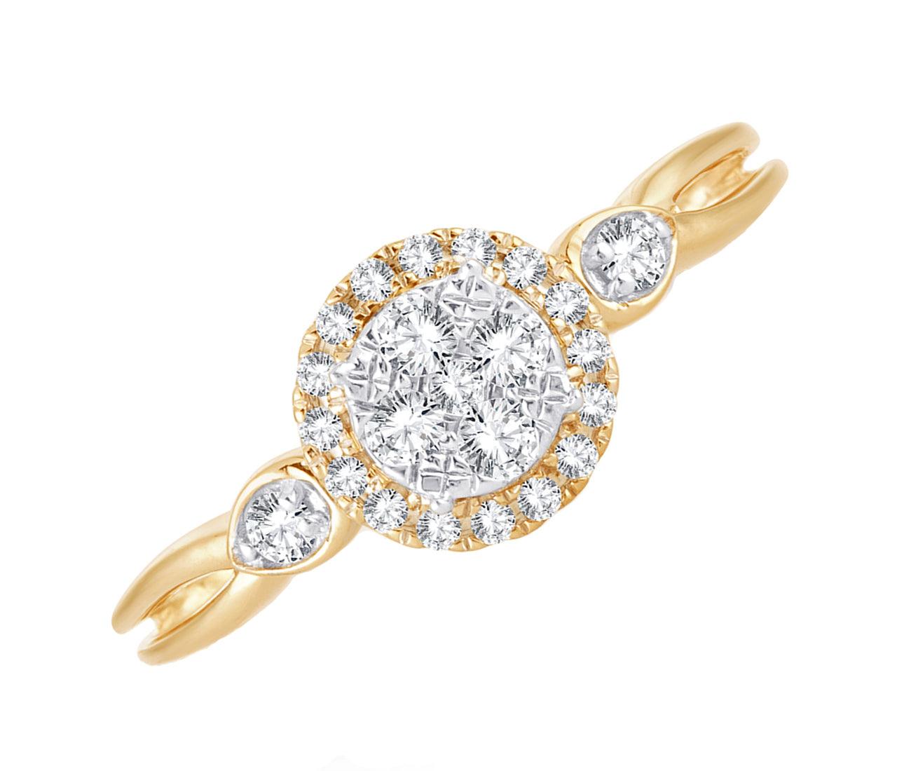 EternalDia 0.25 Cttw Diamond Twisted Style Promise Split Shank Ring In 10k Yellow Gold - EternalDia