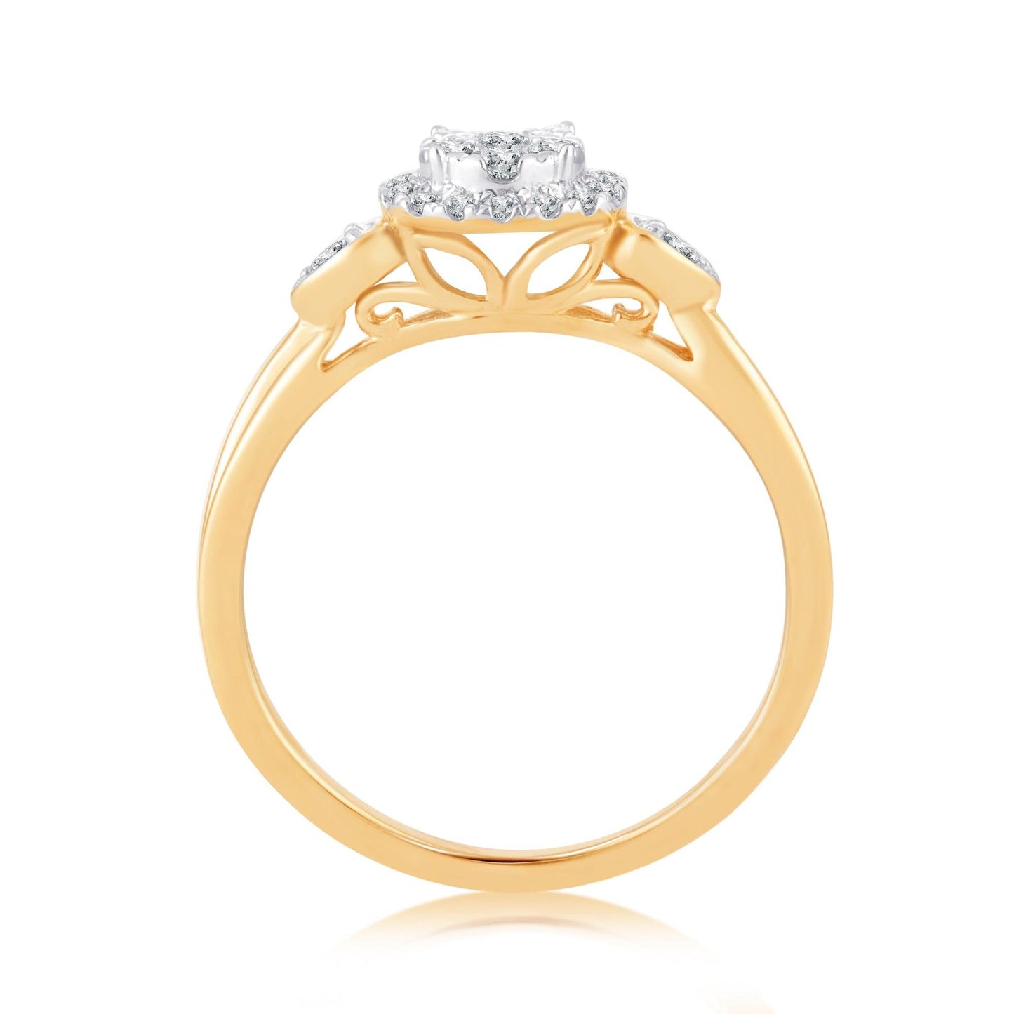 EternalDia 0.25 Cttw Diamond Twisted Style Promise Split Shank Ring In 10k Yellow Gold - EternalDia