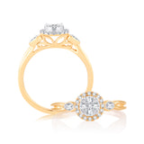 EternalDia 0.25 Cttw Diamond Twisted Style Promise Split Shank Ring In 10k Yellow Gold - EternalDia