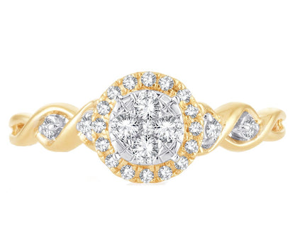 EternalDia 0.26 Cttw Diamond Twisted Style Promise Engagement Ring In 10k Yellow Gold - EternalDia