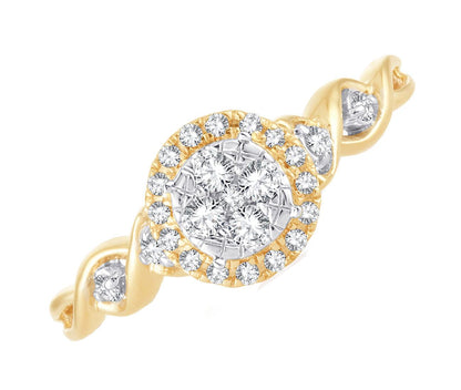 EternalDia 0.26 Cttw Diamond Twisted Style Promise Engagement Ring In 10k Yellow Gold - EternalDia