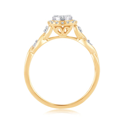 EternalDia 0.26 Cttw Diamond Twisted Style Promise Engagement Ring In 10k Yellow Gold - EternalDia