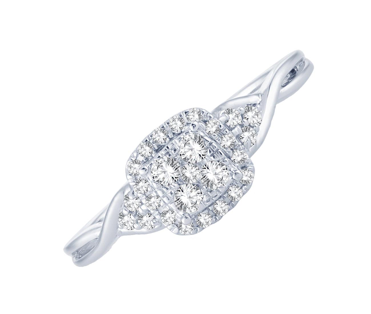 EternalDia 0.25 Cttw Diamond Halo Promise Engagement Wedding Ring In 10k White Gold - EternalDia