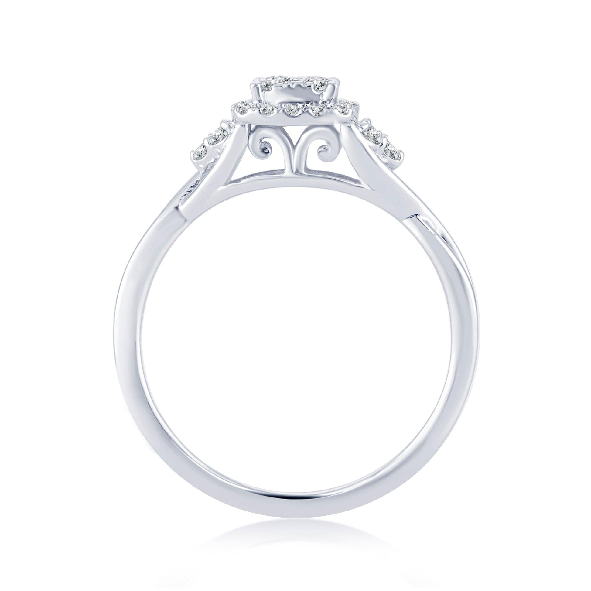 EternalDia 0.25 Cttw Diamond Halo Promise Engagement Wedding Ring In 10k White Gold - EternalDia