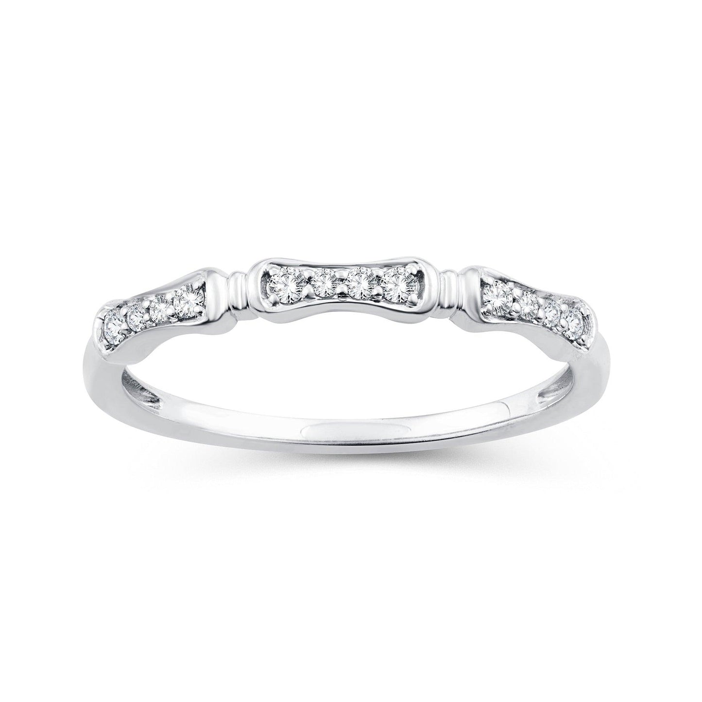 EternalDia 0.10 Cttw Diamond Wedding Stackable Band in 10k White Gold - EternalDia