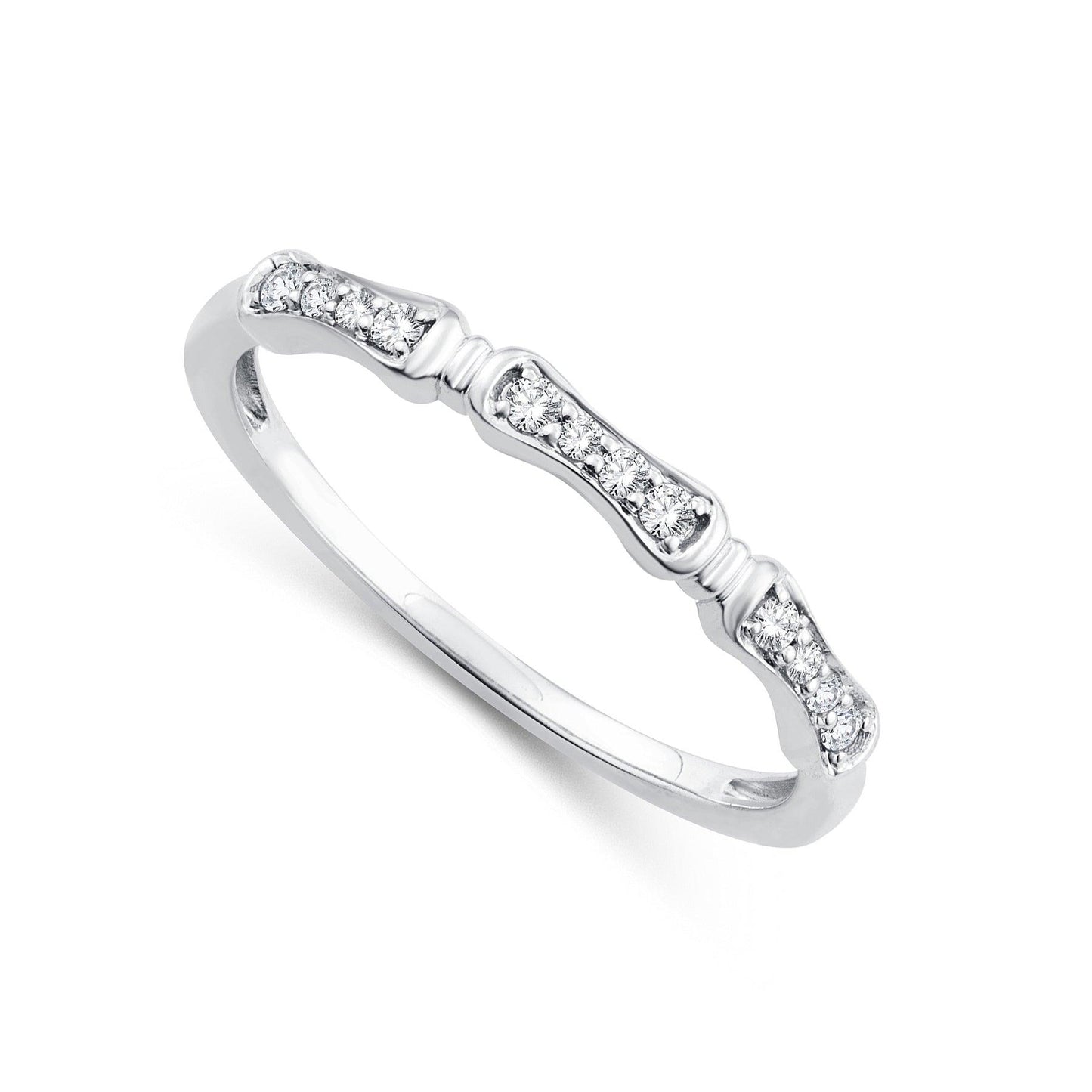 EternalDia 0.10 Cttw Diamond Wedding Stackable Band in 10k White Gold - EternalDia