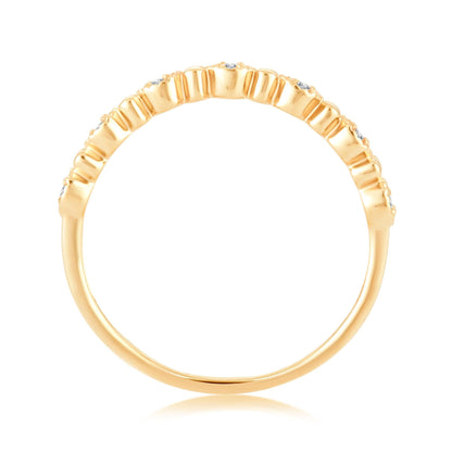 EternalDia 0.10 Cttw White Natural Diamond Wedding Stackable Vintage Style Band in 10k Yellow Gold - EternalDia