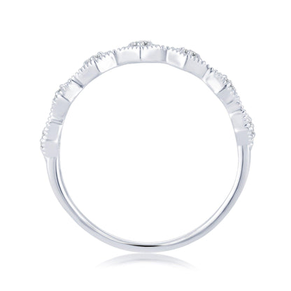 EternalDia 0.14 Cttw Diamond Eternity Stackable Vintage Style Band Ring In 10k White Gold - EternalDia